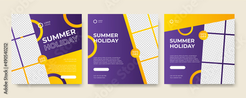 Modern universal social media post template. Web banner, flyer or poster for ads offer sale promotion marketing. Design for travel, business, food menu, fashion, creative digital agency.