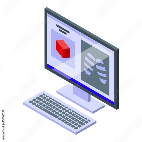 Computer fluorography icon isometric vector. Medical patient. Scan treatment