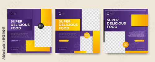 Modern universal social media post template. Web banner, flyer or poster for ads offer sale promotion marketing. Design for travel, business, food menu, fashion, creative digital agency.