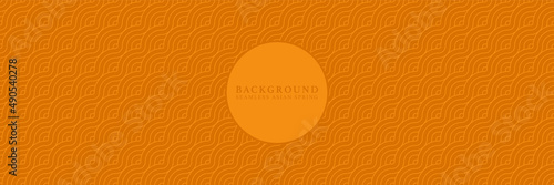 Asian background motif in oriental geometric style. Orange bright seamless pattern for wrapping, banner, fabric, texture. Japanese vector spring decorative ornament.