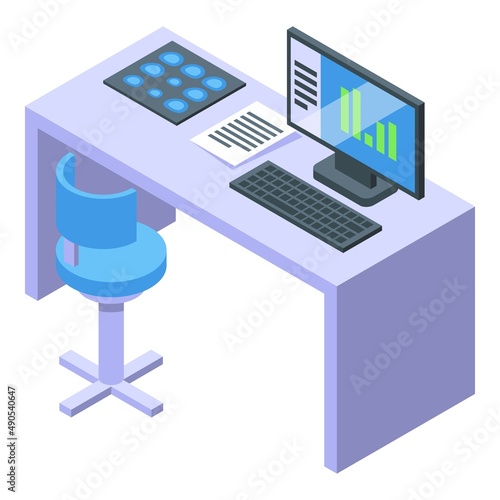 Medical examination desktop icon isometric vector. Health patient. Medicine treatment