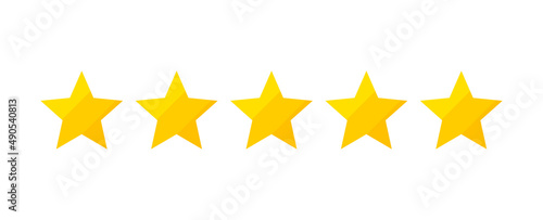 Five stars review rating icons symbol.