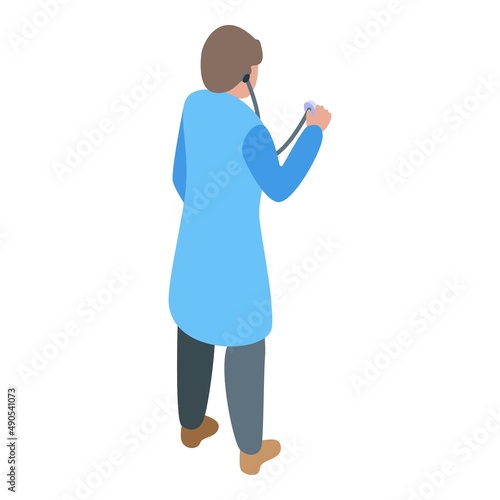 Stethoscope examination icon isometric vector. Medical patient. Care clinic