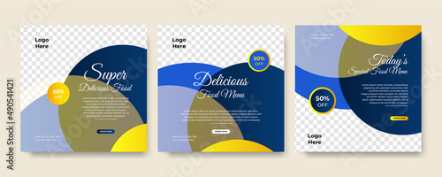 Modern universal social media post template. Web banner, flyer or poster for ads offer sale promotion marketing. Design for travel, business, food menu, fashion, creative digital agency.