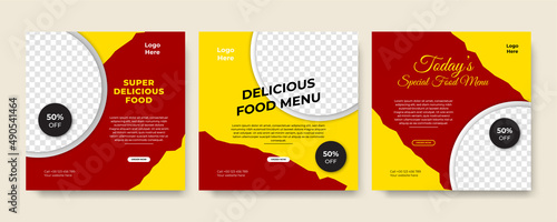 Modern universal social media post template. Web banner, flyer or poster for ads offer sale promotion marketing. Design for travel, business, food menu, fashion, creative digital agency.