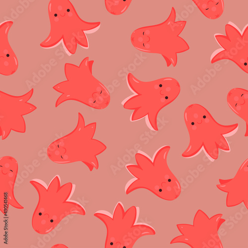Seamless pattern with sausages octopus. Vector graphics.