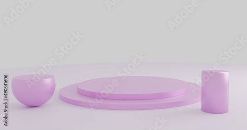 podium product presentation simple geometric objects pink color. 3d render