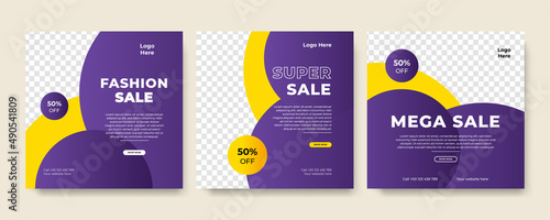 Modern universal social media post template. Web banner, flyer or poster for ads offer sale promotion marketing. Design for travel, business, food menu, fashion, creative digital agency.