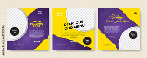 Modern universal social media post template. Web banner, flyer or poster for ads offer sale promotion marketing. Design for travel, business, food menu, fashion, creative digital agency.
