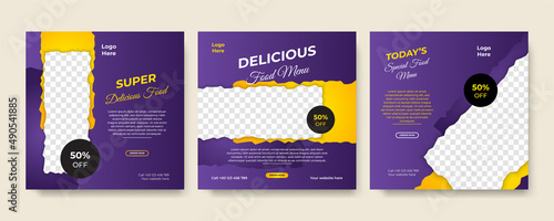 Modern universal social media post template. Web banner, flyer or poster for ads offer sale promotion marketing. Design for travel, business, food menu, fashion, creative digital agency.