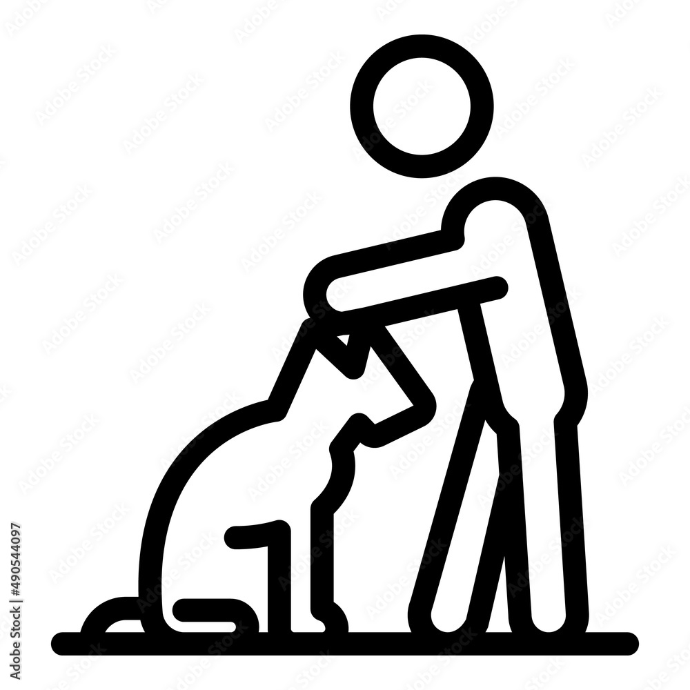 Man dog walk icon outline vector. Pet animal. Canine puppy Man dog walk icon outline vector. Pet animal. Canine puppy