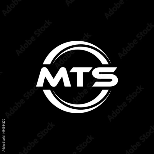 MTS letter logo design with black background in illustrator, vector logo modern alphabet font overlap style. calligraphy designs for logo, Poster, Invitation, etc. photo
