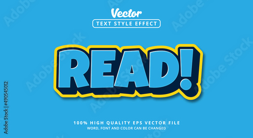 Editable text effect,Text Read in blue and yellow and modern style