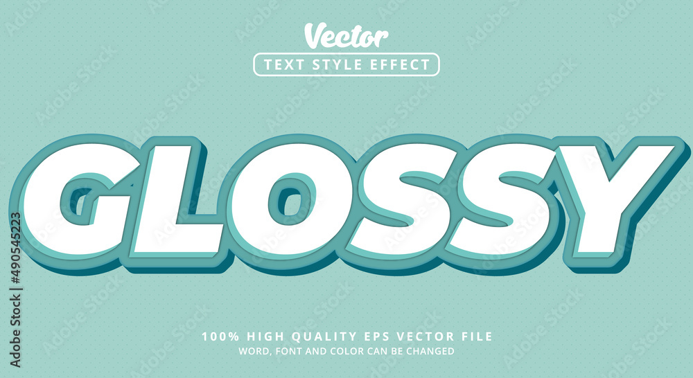 Editable text effect, Glossy on layered white and blue color style Editable text effect, Glossy on layered white and blue color style