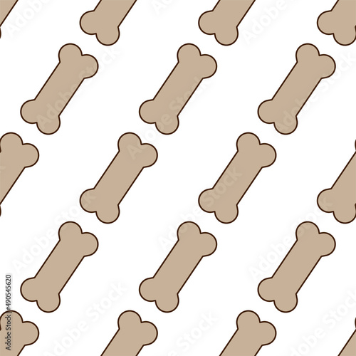 Dog bone in the form of heart shape. Outline cartoon and flat style sign. EPS 10 vector seamless pattern illustration