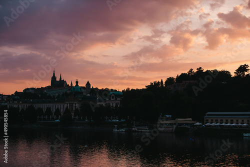View of Prague at sunset