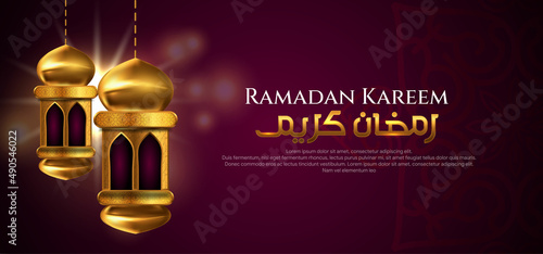 Ramadan kareem islamic greeting with lantern