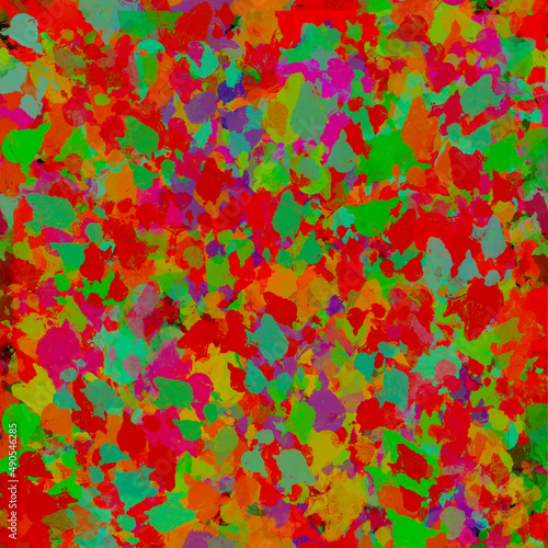 Abstract bright multicolored painted pattern with chaotic mixed spots, blots and smudges