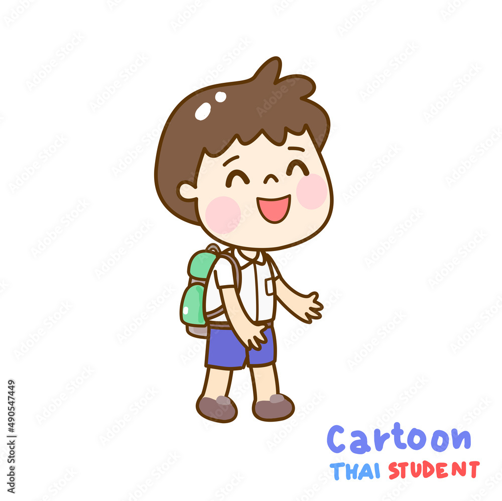 Cartoon Thai Student Character.