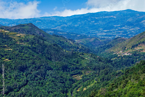 View over the mountains surrounding Sistelo village  Peneda Geres  Minho  Portugal