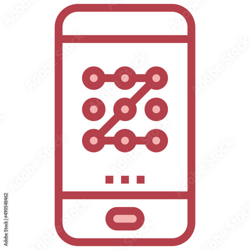 LOCK PATTERN red line icon,linear,outline,graphic,illustration