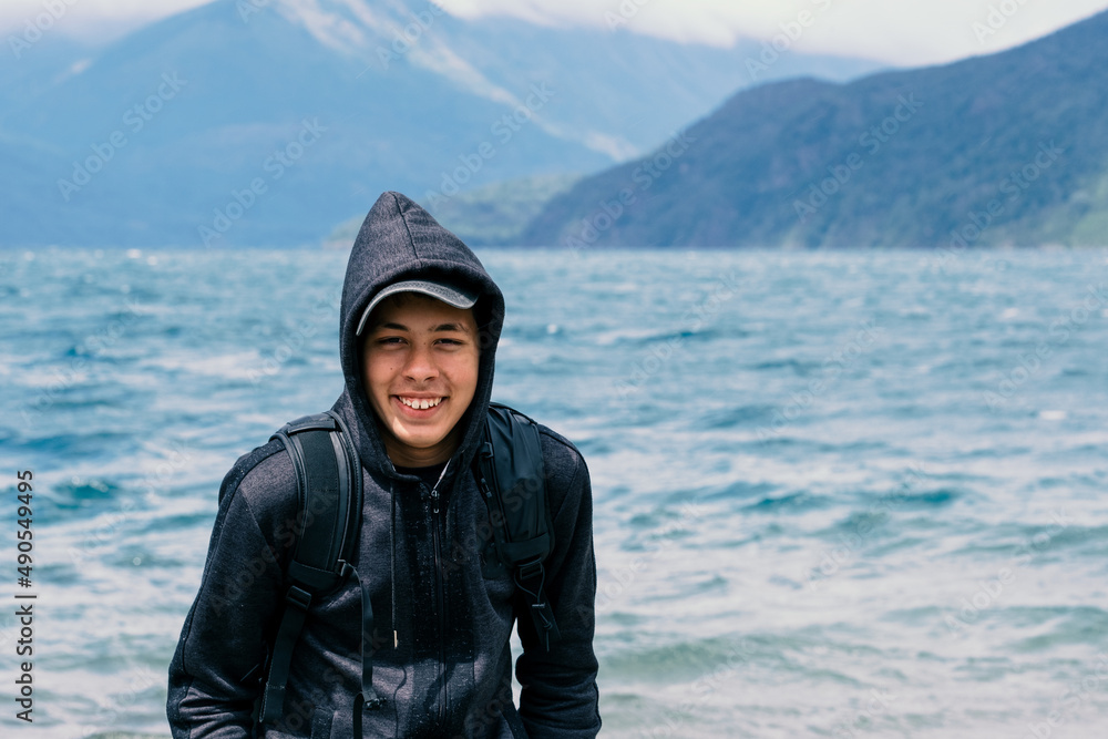 Portrait of a boy in the winter lake. Portrait of a boy in the winter lake.
