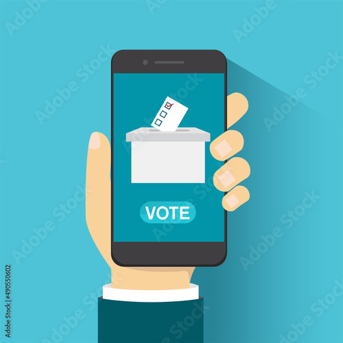 Voting online, e-voting, election internet system. Flat design. Vector illustration