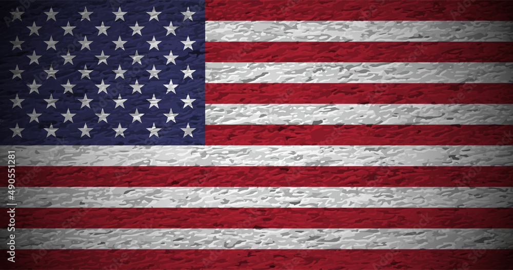 Naklejka premium US American Flag on Textured Wall Retro Grunge Style Background Vector 