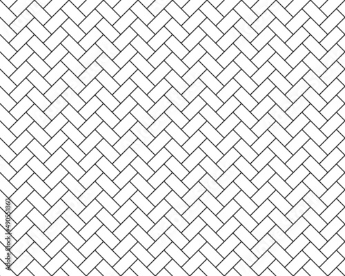 Zigzag floor seamless pattern. Herringbone flooring design. Wooden parquet design texture. Realistic diagonal texture. Black and white vector illustration.