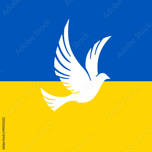 Peace dove symbol on ukrainian flag. Support for Ukraine.