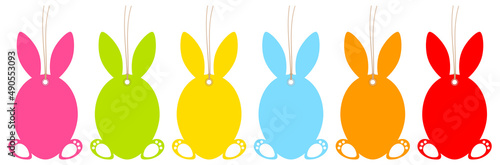 Set Sechs Hängende Anhänger Haseneier Füße Bunt