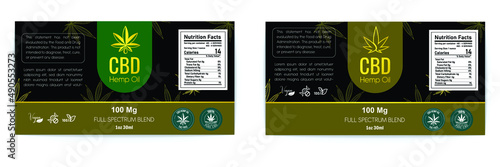 CBD hemp oil label designs with 2 CBD logos vector illustration 
