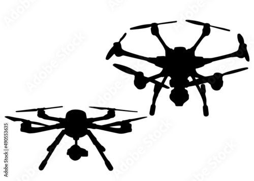 Tracking drones included. Vector image.