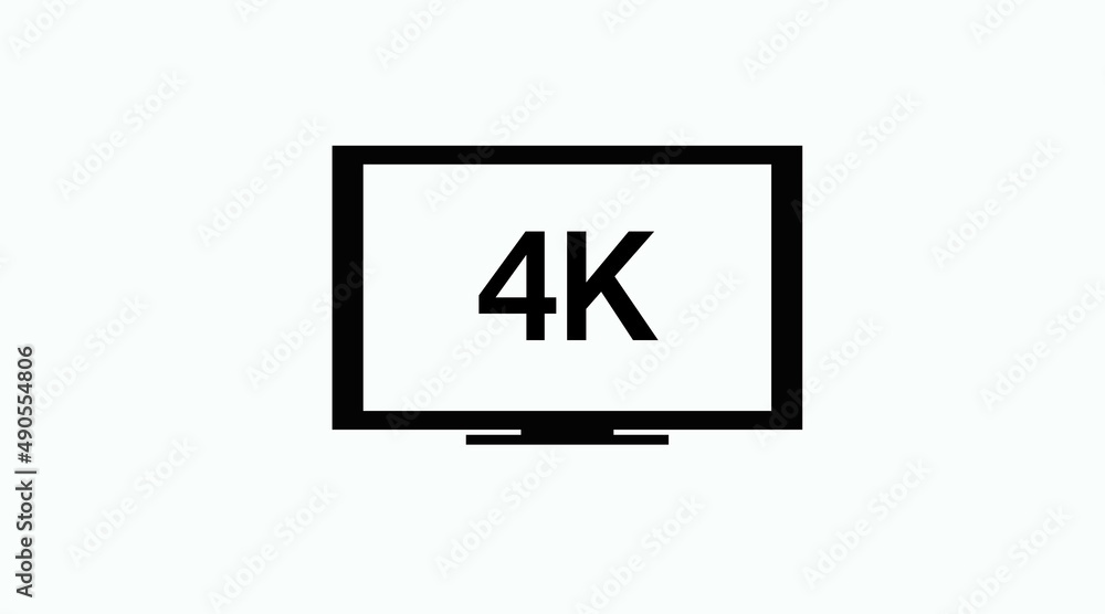 4K Screen Icon. Vector editable flat black and white illustration 4K Screen Icon. Vector editable flat black and white illustration