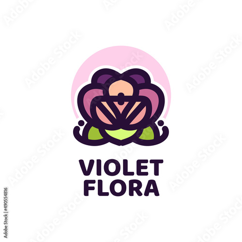 violet purple flora flower nature logo concept design illustration