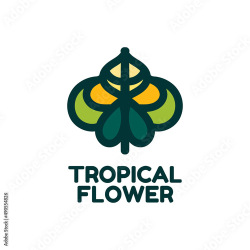 tropical flora flower nature logo concept design illustration