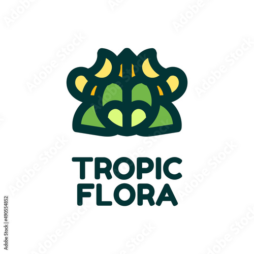 tropic flora flower nature logo concept design illustration