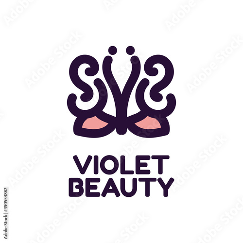 violet beauty flora flower nature logo concept design illustration