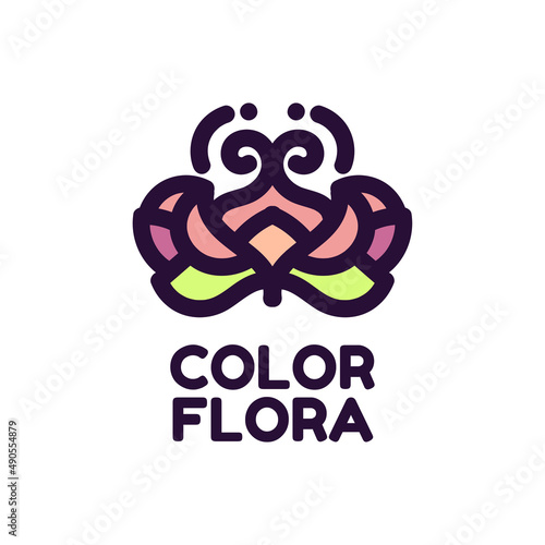 color flora flower nature logo concept design illustration