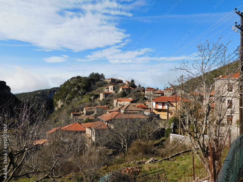 View of the town of Stemnitsa in Arcadia, Peloponnese, Greece