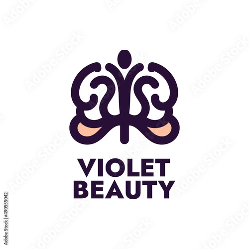 violet beauty flora flower nature logo concept design illustration