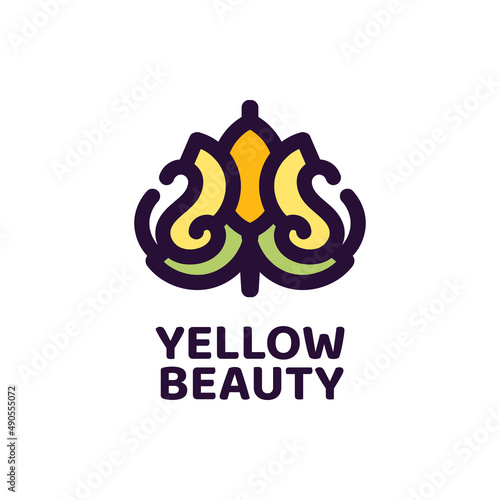 yellow beauty flora flower nature logo concept design illustration