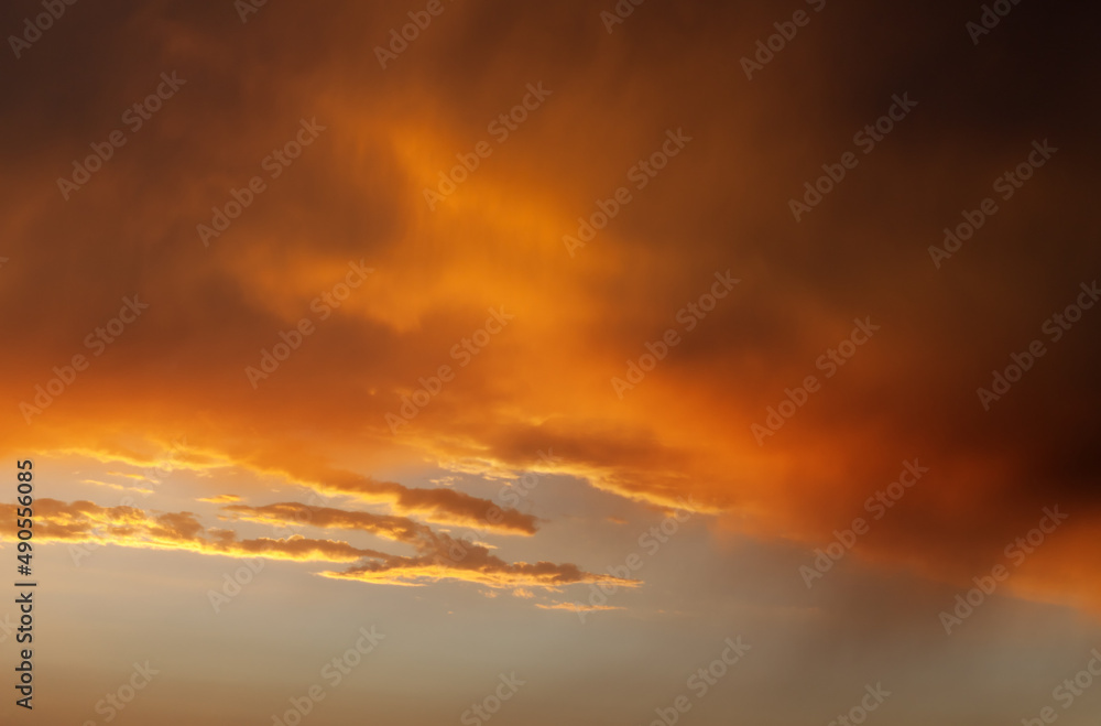 Fototapeta premium Fiery sunrise sky on summer sea