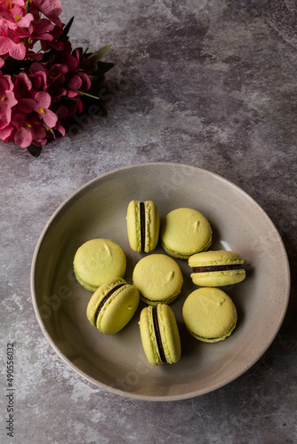 Delicios french macarons on a plate