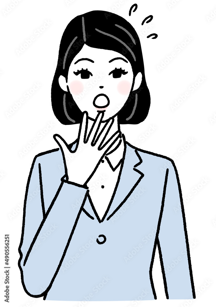 びっくりする若い女性