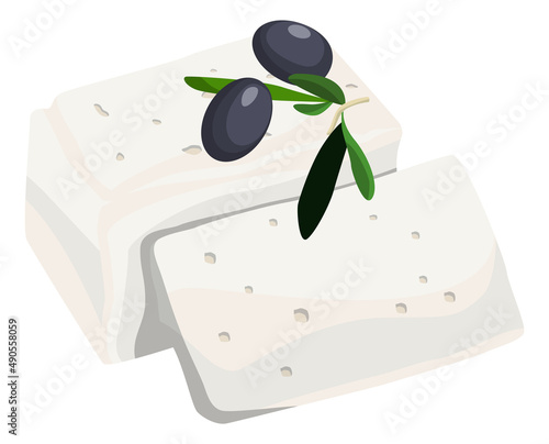 Feta icon. Traditional greek sheep milk cheese
