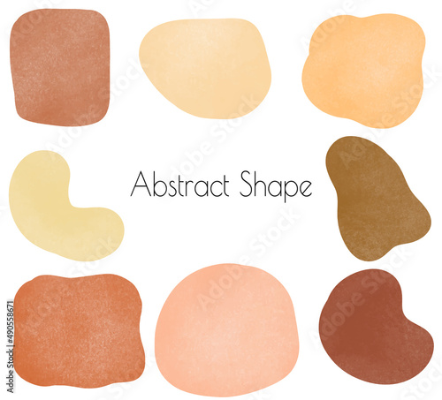 Hand drawn Earth tones color pencil style abstract shape