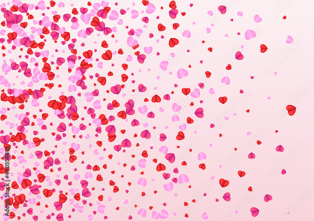 Lilac Confetti Background Pink Vector. Color Illustration Heart. Fond Wedding Texture. Violet Confetti Cute Backdrop. Pinkish Shape Pattern.