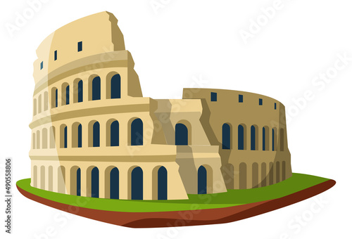 Ancient Rome landmark. Italian culture symbol. Colosseum icon