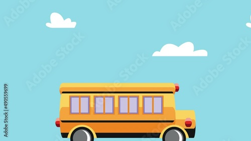 school bus vehicle transport animation